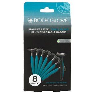 Body Glove 8 Pack Stainless Steel Triple Blade Men's Disposable Razor Blades